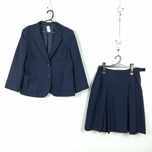 ブレザー スカート 上下2点セット 大きいサイズ 冬物 女子 学生服 中学 高校 紺 制服 中古 ランクC EY4255 ブレザー スカート 上下2点セット 大きいサイズ 冬物 女子 学生服 中学 高校 紺 制服 中古 ランクC EY4255