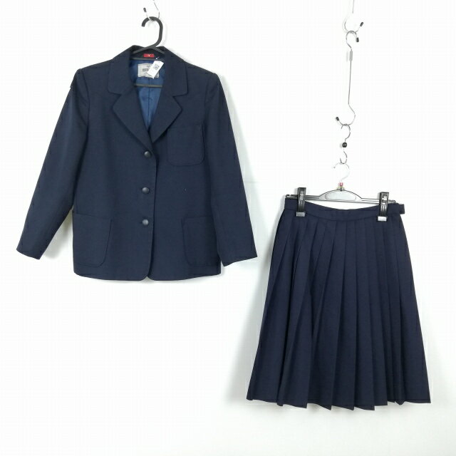 ブレザー スカート 上下2点セット L 富士ヨット 冬物 女子 学生服 園部中学 紺 制服 中古 ランクC EY4257