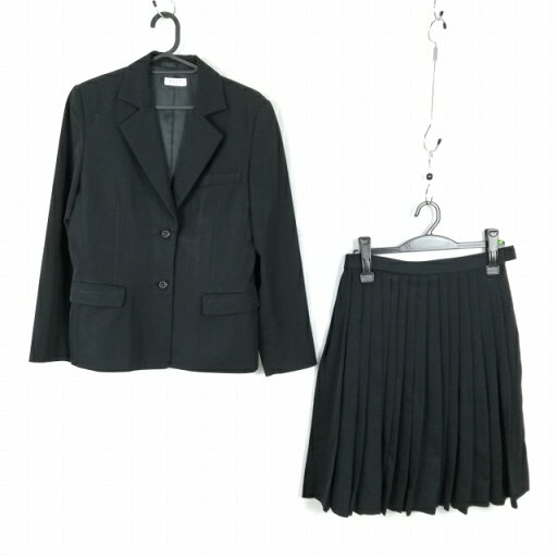 ブレザー ベスト スカート 上下3点セット 160A ELLE 冬物 女子 学生服 中学 高校 黒 制服 中古 ランクC EY4735 ブレザー ベスト スカート 上下3点セット 160A ELLE 冬物 女子 学生服 中学 高校 黒 制服 中古 ランクC EY4735