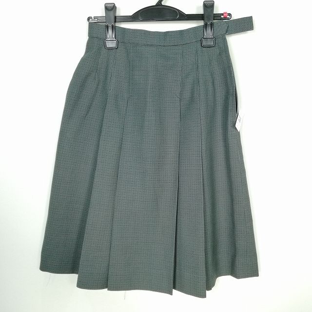 スクールスカート 夏物 w63-丈59 チェック 広島世羅高校 プリーツ 学生服 制服 女子 中古 HK7027