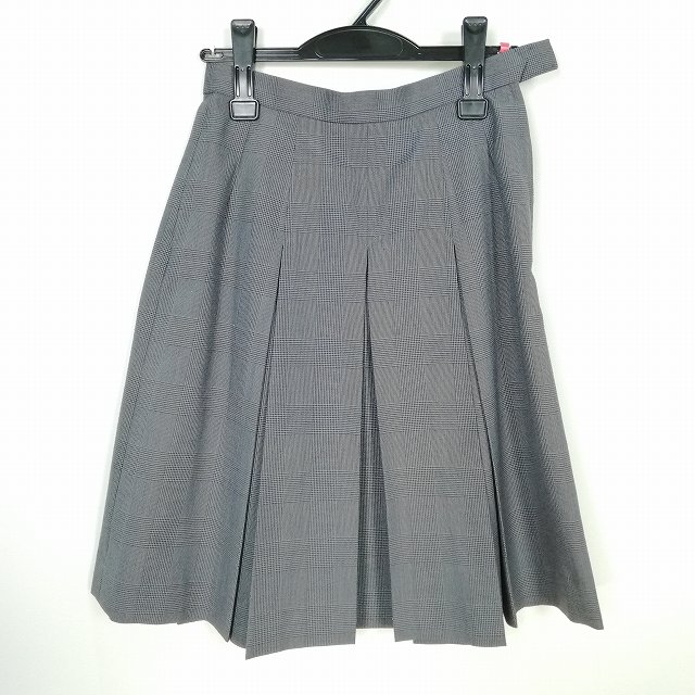 スクールスカート 夏物 w63-丈57 チェック 中学 高校 プリーツ 学生服 制服 女子 中古 HK7030
