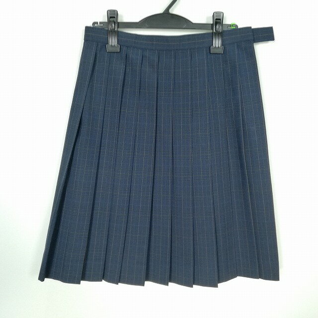 スクールスカート 夏物 w66-丈57 チェック 中学 高校 プリーツ 学生服 制服 女子 中古 HK7035