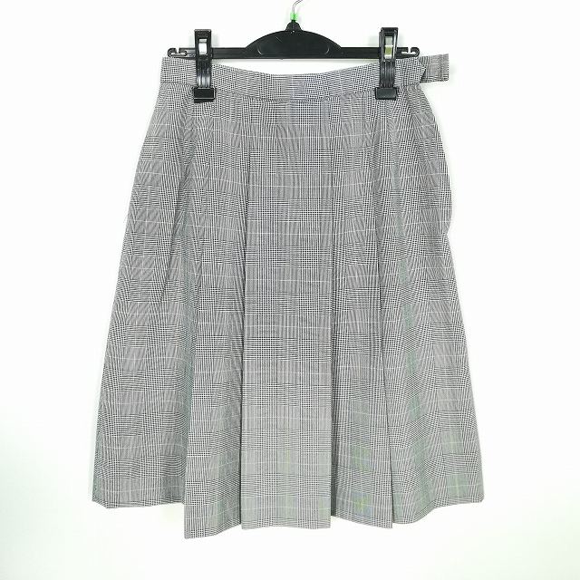 スクールスカート 夏物 w66-丈60 チェック 中学 高校 プリーツ 学生服 制服 女子 中古 HK7037