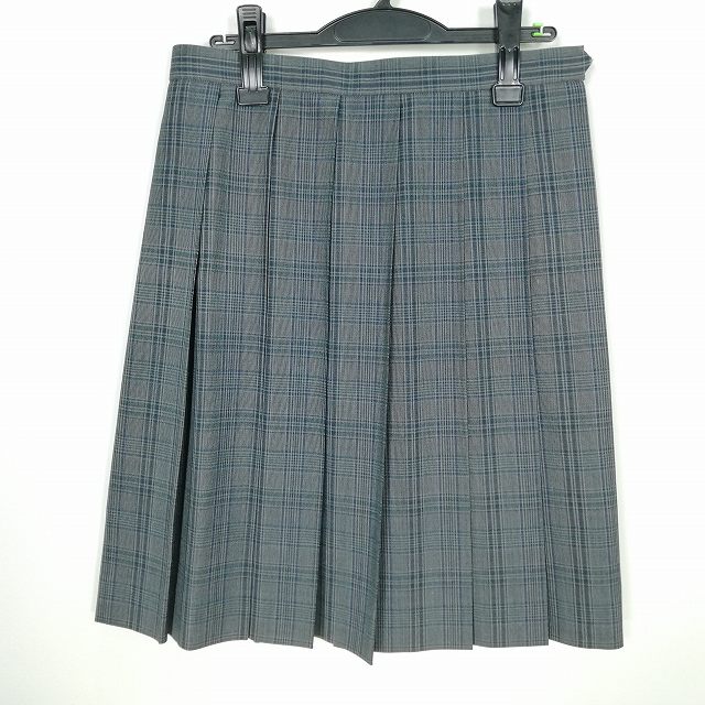 スクールスカート 夏物 w66-丈57 チェック 中学 高校 プリーツ 学生服 制服 女子 中古 HK7053
