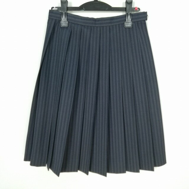 スクールスカート 夏物 w63-丈59 ストライプ 中学 高校 プリーツ 学生服 制服 女子 中古 HK7066