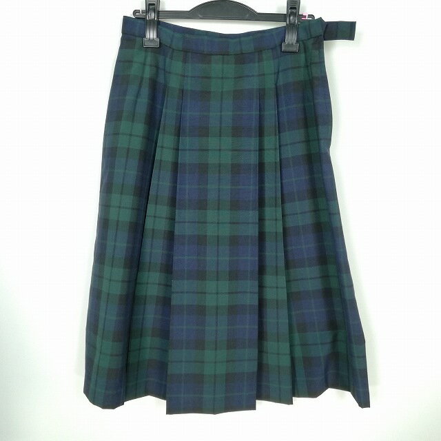 スクールスカート 大きいサイズ 夏物 w72-丈70 チェック 中学 高校 プリーツ 学生服 制服 女子 中古 HK7083