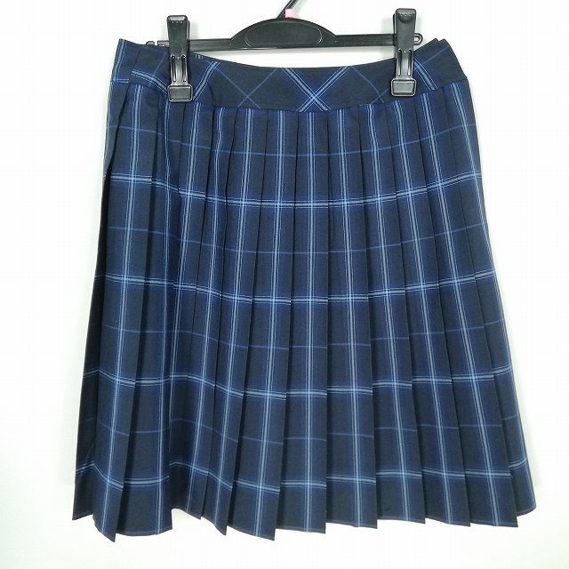 スクールスカート 大きいサイズ 夏物 w72-丈55 チェック 中学 高校 プリーツ 学生服 制服 女子 中古 HK7084