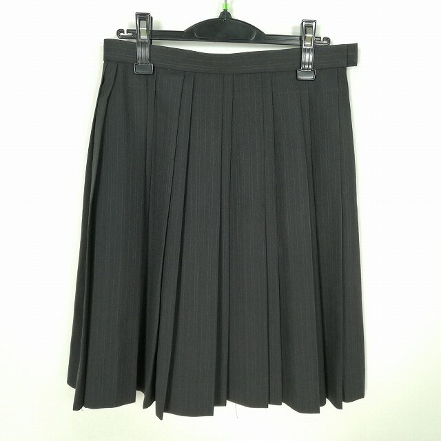 スクールスカート 夏物 w66-丈56 ストライプ 中学 高校 プリーツ 学生服 制服 女子 中古 HK7100