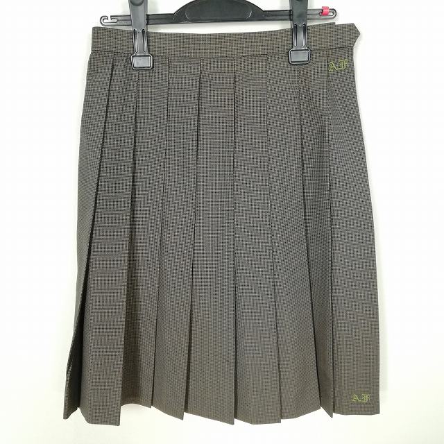 スクールスカート 夏物 w63-丈57 チェック 広島安芸府中中学 プリーツ 学生服 制服 女子 中古 HK7122