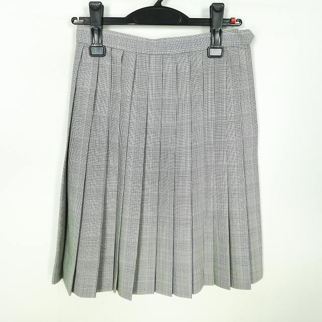 スクールスカート 夏物 w60-丈52 チェック 愛知時習館高校 プリーツ 学生服 制服 女子 中古 HK7124