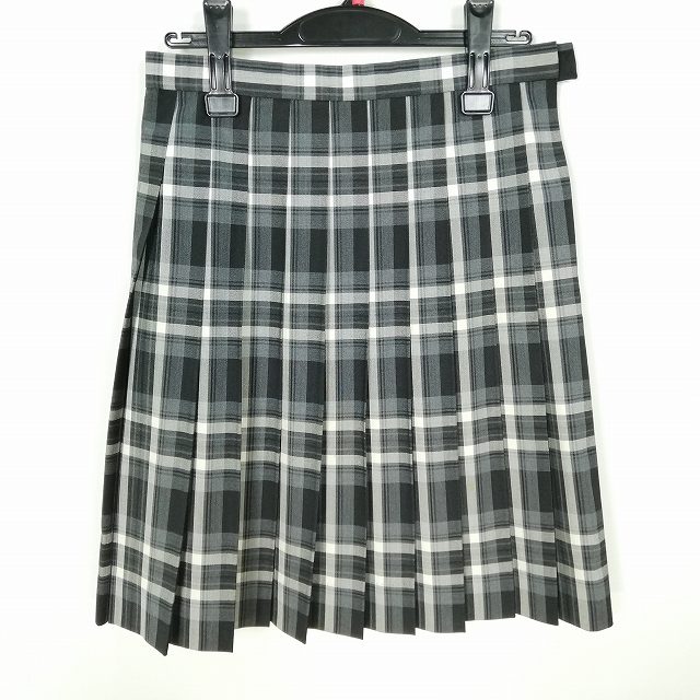 スクールスカート 夏物 w63-丈54 チェック 中学 高校 プリーツ 学生服 制服 女子 中古 HK7125