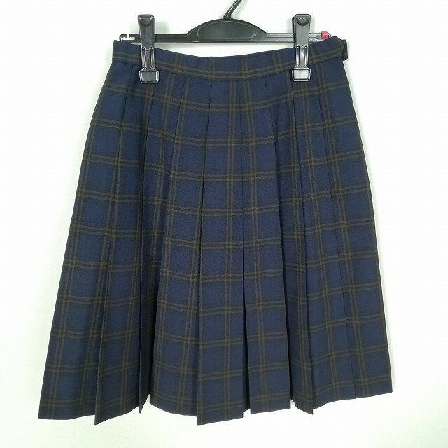 スクールスカート 夏物 w63-丈59 チェック 中学 高校 プリーツ 学生服 制服 女子 中古 HK7138