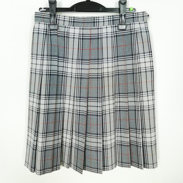 スクールスカート 夏物 w66-丈56 チェック 中学 高校 プリーツ 学生服 制服 女子 中古 HK7139