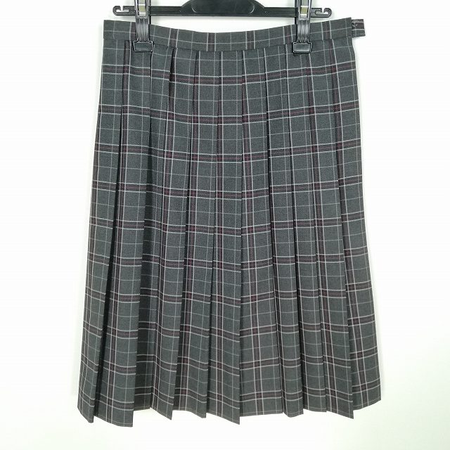 スクールスカート 夏物 w66-丈62 チェック 中学 高校 プリーツ 学生服 制服 女子 中古 HK7142