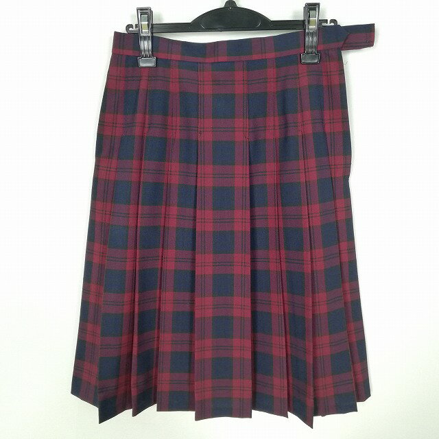スクールスカート 夏物 w69-丈61 チェック 中学 高校 プリーツ 学生服 制服 女子 中古 HK7161
