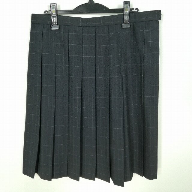 スクールスカート 大きいサイズ 夏物 w78-丈61 チェック 中学 高校 プリーツ 学生服 制服 女子 中古 HK7168