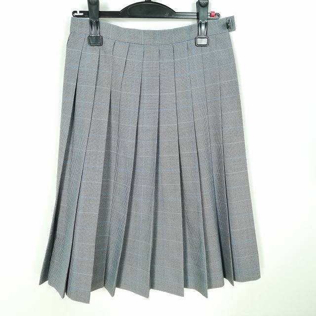 スクールスカート 夏物 w63-丈61 チェック 中学 高校 プリーツ 学生服 制服 女子 中古 HK7170