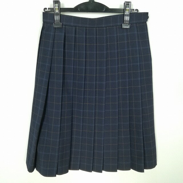 スクールスカート 夏物 w66-丈57 チェック 中学 高校 プリーツ 学生服 制服 女子 中古 HK7191