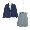 ブレザー スカート 紐タイ 上下4点セット 150A ミッシェルクラン 冬物 女子 学生服 中学 高校 紺 制服 中古 ランクC EY4485