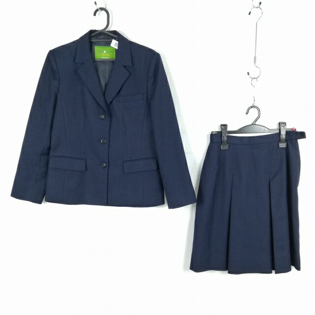 ブレザー スカート 上下2点セット 指定 L 冬物 女子 学生服 中学 高校 紺 制服 中古 ランクB EY4506