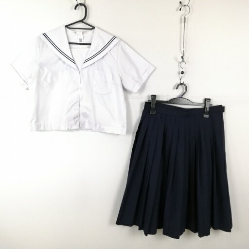 セーラー服 スカート 上下2点セット 大きいサイズ トンボ 夏物 青2本線 女子 学生服 中学 高校 白 制服 中古 ランクC EY4563 セーラー服 スカート 上下2点セット 大きいサイズ トンボ 夏物 青2本線 女子 学生服 中学 高校 白 制服 中古 ランクC EY4563