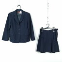 ブレザー スカート 上下2点セット 富士ヨット 冬物 女子 学生服 中学 高校 紺 制服 中古 ランクC EY4568