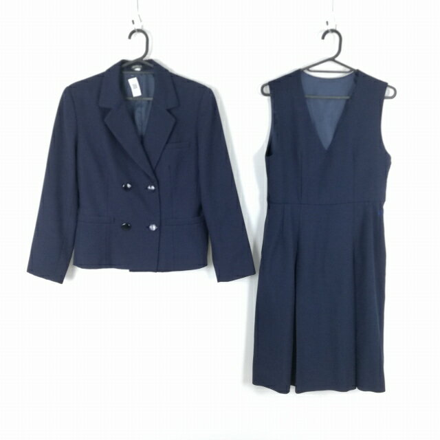 ブレザー ジャンパースカート 上下2点セット 冬物 女子 学生服 中学 高校 紺 制服 中古 ランクC EY4583