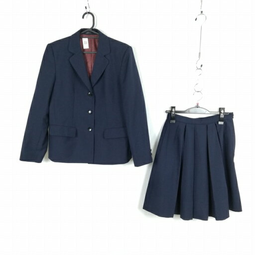 ブレザー スカート 上下2点セット M 冬物 女子 学生服 中学 高校 紺 制服 中古 ランクC EY4591 ブレザー スカート 上下2点セット M 冬物 女子 学生服 中学 高校 紺 制服 中古 ランクC EY4591