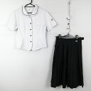 ブラウス スカート 上下2点セット M トンボ 夏物 女子 学生服 鹿児島尚志館高校 白 制服 中古 ランクC EY4598