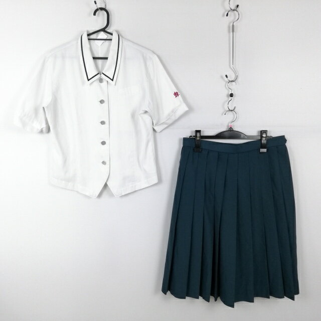 ブラウス スカート 上下2点セット カンコー 夏物 女子 学生服 鹿児島松陽高校 白 制服 中古 ランクC EY4599