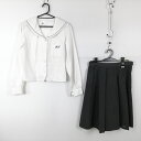 セーラー服 スカート 上下2点セット L 大きいサイズ 中間服 グレー1本線 女子 学生服 兵庫姫路工業高校 白 制服 中古 ランクC EY4602
