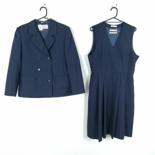 ブレザー ジャンパースカート 上下2点セット 160A 大きいサイズ トンボ 冬物 女子 学生服 中学 高校 紺 制服 中古 ランクC EY4632 ブレザー ジャンパースカート 上下2点セット 160A 大きいサイズ トンボ 冬物 女子 学生服 中学 高校 紺 制服 中古 ランクC EY4632