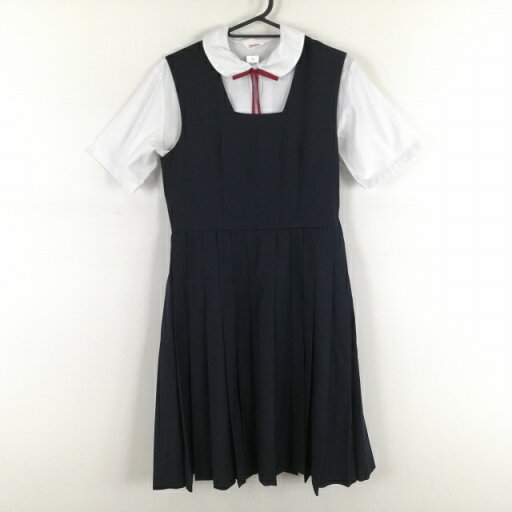 ジャンパースカート 紐タイ バスト88 ウエスト78 夏物 女子 学生服 中学 高校 紺 制服 中古 ランクB EY4953 ジャンパースカート 紐タイ バスト88 ウエスト78 夏物 女子 学生服 中学 高校 紺 制服 中古 ランクB EY4953