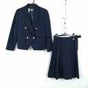 ブレザー ベスト スカート 上下3点セット 160A 冬物 女子 学生服 香川高松商業高校 紺 制服 中古 ランクC EY4988