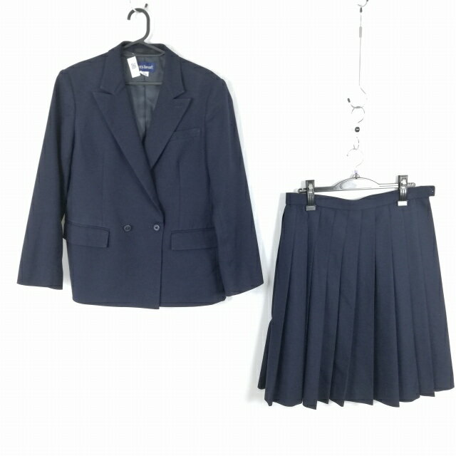 ブレザー スカート 上下2点セット 165B 大きいサイズ 富士ヨット 冬物 女子 学生服 香川坂出商業高校 紺 制服 中古 ランクC EY5012