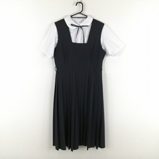 ジャンパースカート 紐タイ バスト96 ウエスト78 夏物 女子 学生服 中学 高校 紺 制服 中古 ランクB EY5027 ジャンパースカート 紐タイ バスト96 ウエスト78 夏物 女子 学生服 中学 高校 紺 制服 中古 ランクB EY5027