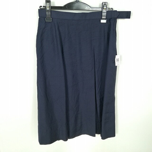 スクールスカート 夏物 w69-丈62 紺 中学 高校 プリーツ 学生服 制服 女子 中古 HK3072