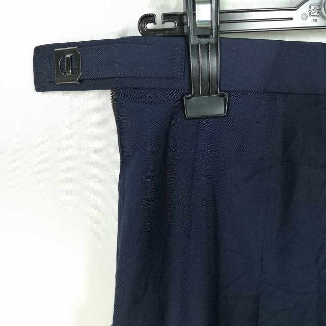 スクールスカート 夏物 w69-丈62 紺 中学 高校 プリーツ 学生服 制服 女子 中古 HK3072