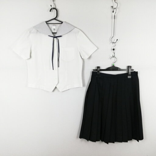 セーラー服 スカート 紐タイ 上下3点セット トンボ 夏物 女子 学生服 兵庫姫路飾西高校 白 制服 中古 ランクC NA0832 セーラー服 スカート 紐タイ 上下3点セット トンボ 夏物 女子 学生服 兵庫姫路飾西高校 白 制服 中古 ランクC NA0832