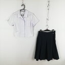 ブラウス スカート 上下2点セット L 夏物 女子 学生服 中学 高校 白 制服 中古 ランクC EY0676