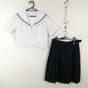 セーラー服 スカート 上下2点セット 大きいサイズ カンコー 夏物 青3本線 女子 学生服 中学 高校 白 制服 中古 ランクC EY2582