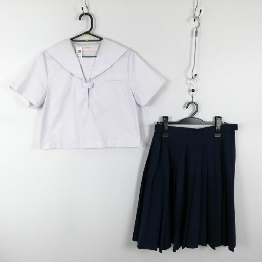 セーラー服 スカート 上下2点セット 165A 大きいサイズ トンボ 夏物 女子 学生服 中学 高校 白 制服 中古 ランクC EY5120 セーラー服 スカート 上下2点セット 165A 大きいサイズ トンボ 夏物 女子 学生服 中学 高校 白 制服 中古 ランクC EY5120