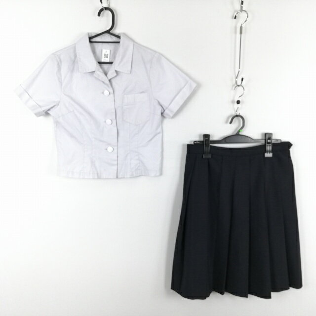 ブラウス スカート 上下2点セット 夏物 女子 学生服 中学 高校 白 制服 中古 ランクC EY5133