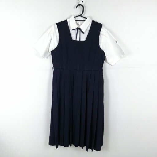 ジャンパースカート 紐タイ バスト94 ウエスト82 カンコー 冬物 女子 学生服 中学 高校 紺 制服 中古 ランクC EY5168 ジャンパースカート 紐タイ バスト94 ウエスト82 カンコー 冬物 女子 学生服 中学 高校 紺 制服 中古 ランクC EY5168
