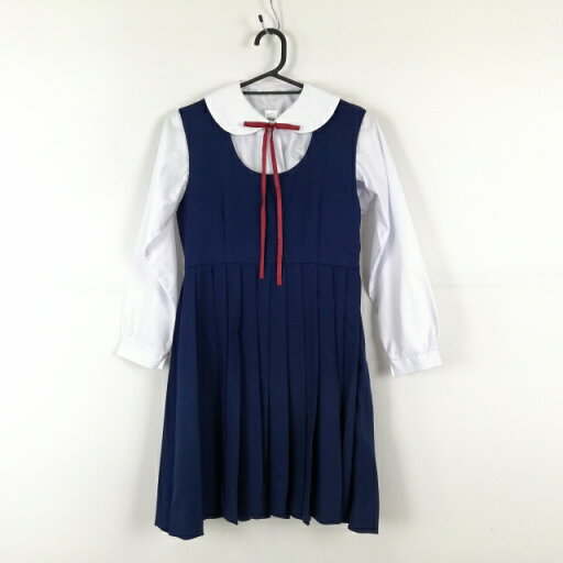 ジャンパースカート 紐タイ バスト82 ウエスト70 冬物 女子 学生服 中学 高校 花紺 制服 中古 ランクC EY5169 ジャンパースカート 紐タイ バスト82 ウエスト70 冬物 女子 学生服 中学 高校 花紺 制服 中古 ランクC EY5169