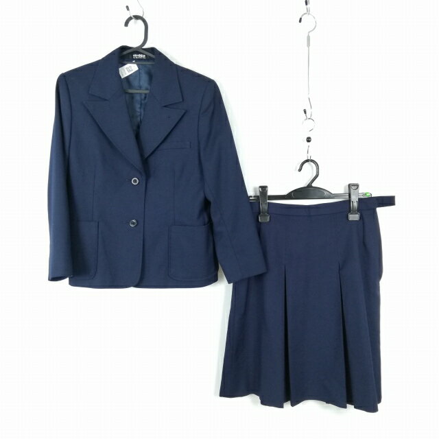 ブレザー スカート 上下2点セット 冬物 女子 学生服 中学 高校 紺 制服 中古 ランクC EY5194