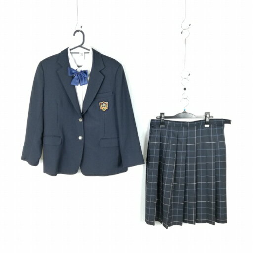 ブレザー スカート リボン 上下4点セット 冬物 女子 学生服 東京日野第二中学 紺 制服 中古 ランクC EY5324 ブレザー スカート リボン 上下4点セット 冬物 女子 学生服 東京日野第二中学 紺 制服 中古 ランクC EY5324