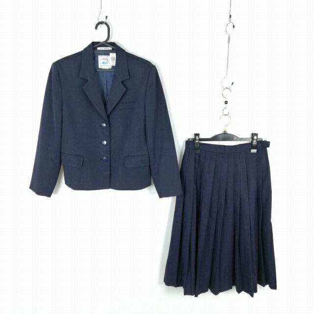 ブレザー スカート 上下2点セット 165A 冬物 女子 学生服 中学 高校 紺 制服 中古 ランクC EY5349