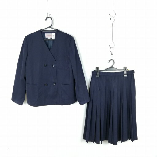 イートン ベスト スカート 上下3点セット 大きいサイズ 冬物 女子 学生服 中学 高校 紺 制服 中古 ランクC EY5352 イートン ベスト スカート 上下3点セット 大きいサイズ 冬物 女子 学生服 中学 高校 紺 制服 中古 ランクC EY5352