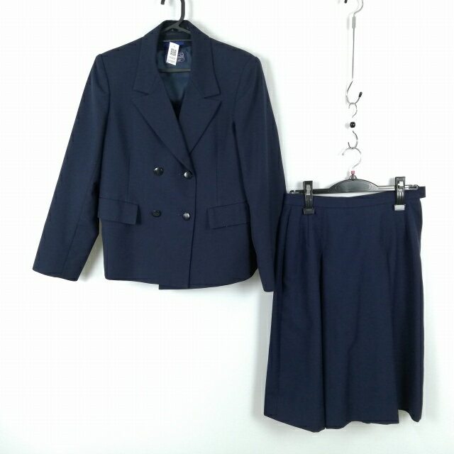 ブレザー ベスト スカート 上下3点セット M 冬物 女子 学生服 中学 高校 紺 制服 中古 ランクC EY5357